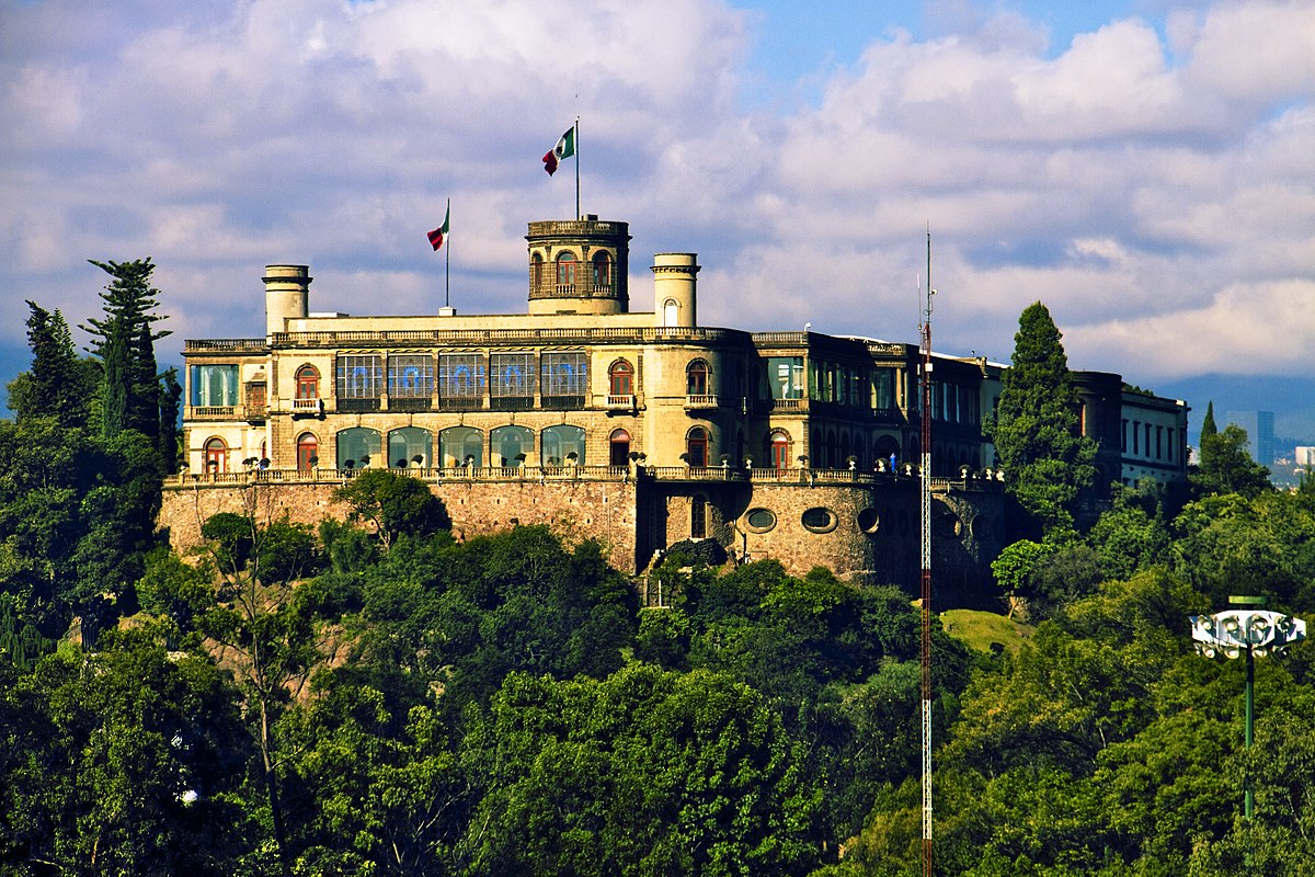 Chapultepec Castle seen from the surroundings