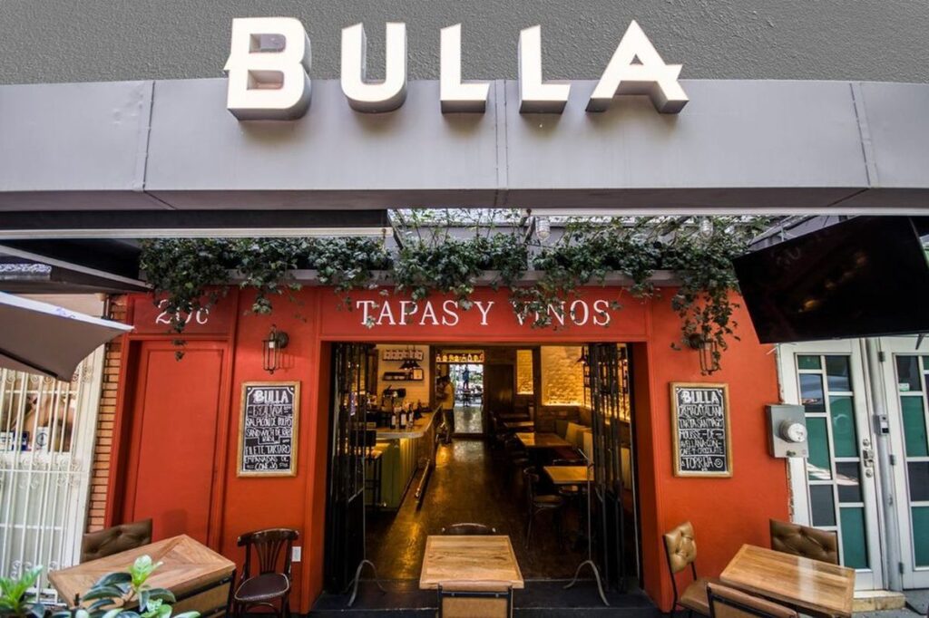 Entrance to Bulla Condesa, a Spanish restaurant in the heart of Mexico City's Condesa neighborhood